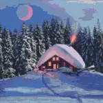 Zasněžená chata 40х40 AMO 7388