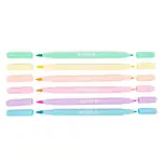 Fixy štětcové oboustranné, 6 ks pastelove
