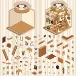 Samolepky – Miniaturní scéna Latte Meow