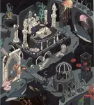 Sada samolepek – Podmořské ruiny (2 archy + 1 scéna, 170 × 200 mm)