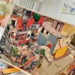 Kreativní antistresové vylepovačky – rumbox, 1 scéna + 2 archy PET samolepek (20 × 30 cm) Town Library