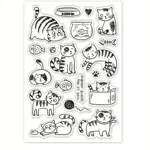 Průhledný silikonový tiskací razítkový stamp – Kočičky (11 × 16 cm)