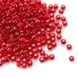 Preciosa Rokajl 10/0  červený se stříbrným průtahem (97070) 10g