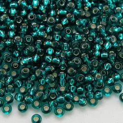 Preciosa rokajl 8/0 – tyrkysová se stříbrným průtahem (57710), 10 g