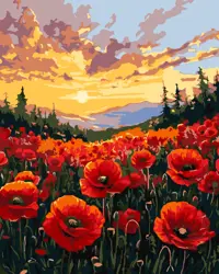 Malování podle čísel 40×50 cm Pole vlčích máků