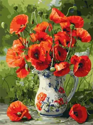 Malování podle čísel – plátno 30×40 cm Máky na porcelánu KHO 3379