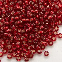 PRECIOSA rokajl 6/0, 3,7 mm, 10 g Medium Red silver lined (97090)