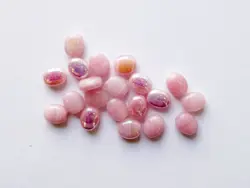Mačkané skleněné korálky oliva (ovál) 8 × 6 mm, 20 ks růžová AB pokov