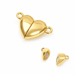 Magnetické zapínání Srdíčko – zlaté, 15 × 10 mm