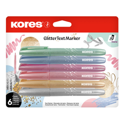 Zvýrazňovač Kores Glitter Text Marker sada 6ks