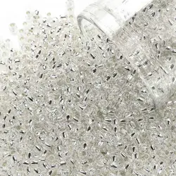 Rokajlové korálky Toho  - Round 15/0 : Silver-Lined Crystal TR-15-21