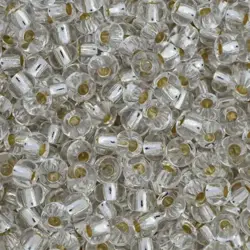 PRECIOSA rokajl 6/0, 3,7 mm, 10 g  78102   crystal průtah stříbro