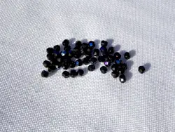 Korálky Ohňovky – broušené skleněné korálky 3 mm, 70 ks černý AB