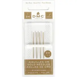 Pozlacené vyšívací jehly (4 ks) s tupou špičkou vel. 24 DMC