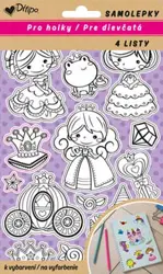 Samolepky k vybarvení, 4 listy - Pro holky