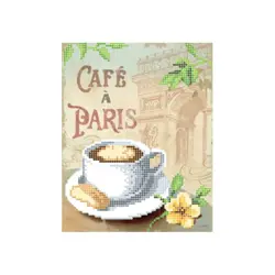 Cappuccino in Paris  Předtištěné plátno pro korálkové vyšívání (bez korálků)