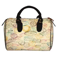 Dámská kabelka Barrel – textilní potisk Známky