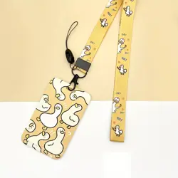 Šňůrka na krk s karabinou a poutkem, pouzdro na kartu Kachny