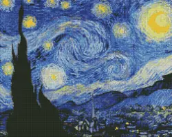 Diamantová mozaika bez rámu 40×50 cm Hvězdná noc ©Vincent van Gogh