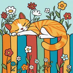 Malování podle čísel - Kočka na plotě 25*25cm