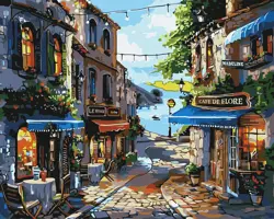 Malování podle čísel - Restaurace na pobřeží 40х50cm