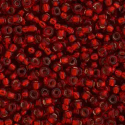 Preciosa rokajl 8/0 – červený se stříbrným průtahem (97070), 10 g