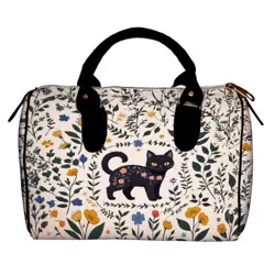 Dámská kabelka Barrel – textilní potisk Black Kitten