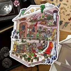 Gotické Dark Academia samolepky – vintage botanické & mystické motivy the magician