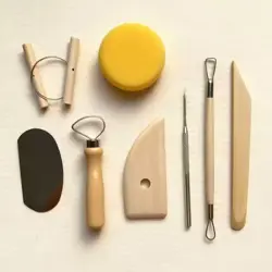 5dílná keramická sada pro tvoření s dřevěnými rukojeťmi