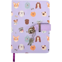 Deníček se zámkem A5 "Pejskové "– linkovaný, FSC® papír, se záložkou 