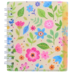 Mini poznámkový blok s kroužkovou vazbou a rozřazovači  kytičky – FSC® papír