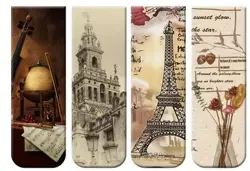 Vintage příběhy – magnetické záložky sada 4 ks Pařížské sny