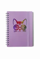 Poznámkový blok A6 s kroužkovou vazbou – 80 listů Good vibes Fialová