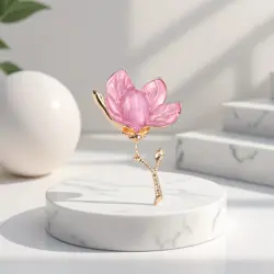 Brož Magnolie růžová 8*5,2 cm