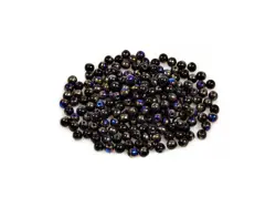  České skleněné mačkané korálky kulička 3mm černá AB 10g