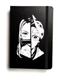 Poznámkový blok A5 „Zabiják démonů“ Demon Slayer  Nezuko a Tanjiro  s gumičkou