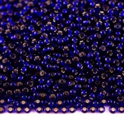 Preciosa rokajl 9/0 – Tmavá Safír - Stříbrná průtah  (37100), 10 g