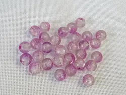 Mačkané praskané  skleněné kuličky 6 mm, 30 ks barva transparentní  orchideová