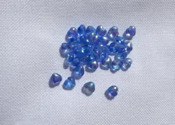 Skleněné mačkané korálky srdce světlá královsky modrá transparentní  AB 6 × 6 mm – 7 g 
