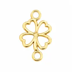 Kovový spojovací přívěsek Čtyřlístek – zlatá , 20 × 12 mm