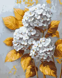 Malování podle čísel 40×50 cm  Zlatá hortenzie s metalickými barvami