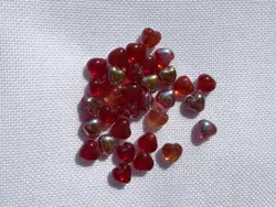 Skleněné mačkané korálky srdce rumělková AB 6 × 6 mm – 7 g 
