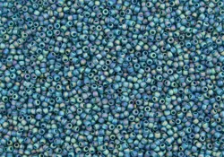 Rokajlové korálky Toho  - Round 15/0 : Transparent-Rainbow-Frosted Teal TR-15-167BDF