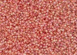 Rokajlové korálky Toho  - Round 15/0 : Inside-Color Rainbow Crystal/Salmon-Lined TR-15-779