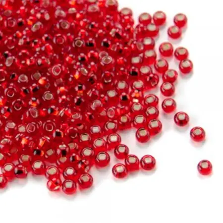 Preciosa Rokajl 10/0  červený se stříbrným průtahem (97070) 10g