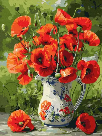 Malování podle čísel – plátno 30×40 cm Máky na porcelánu KHO 3379