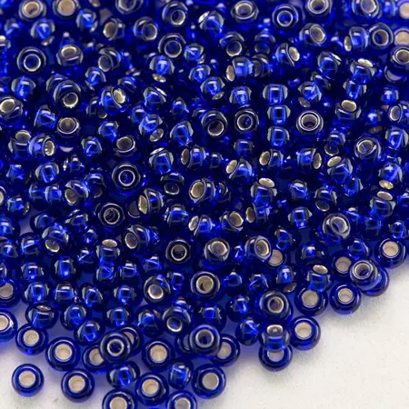 Preciosa rokajl 8/0 – Dark Blue silver lined (37100), 10 g