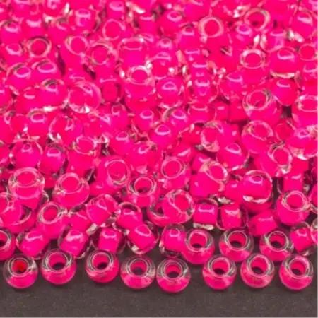 Preciosa rokajl 10/0 –  Transparent, pink neon line (08777 ), 10 g