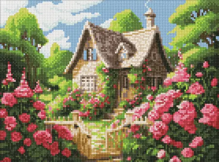 Diamantová mozaika bez rámu 30×40 cm Útulná chalupa