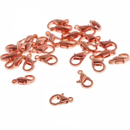 Karabinka - růžová měď - 12 x 6 mm 3ks